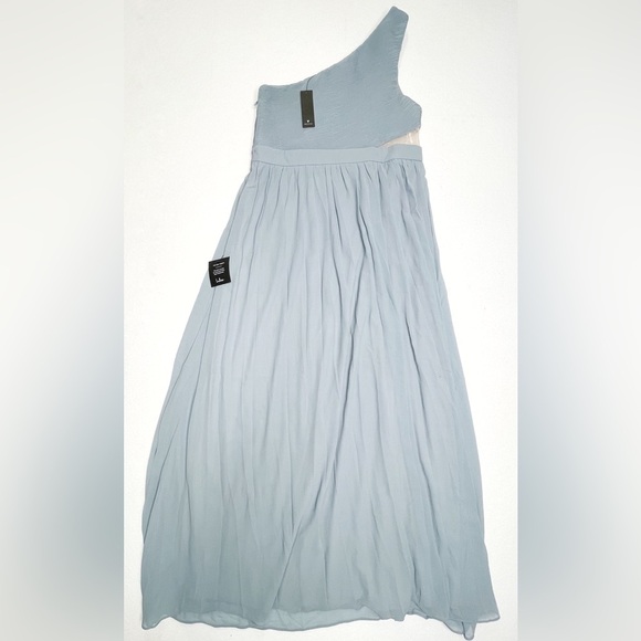 Lulu’s Lovely Endings Dusty Blue One-Shoulder Pleated Maxi Dress Dusty Blue 1X - Picture 6 of 12